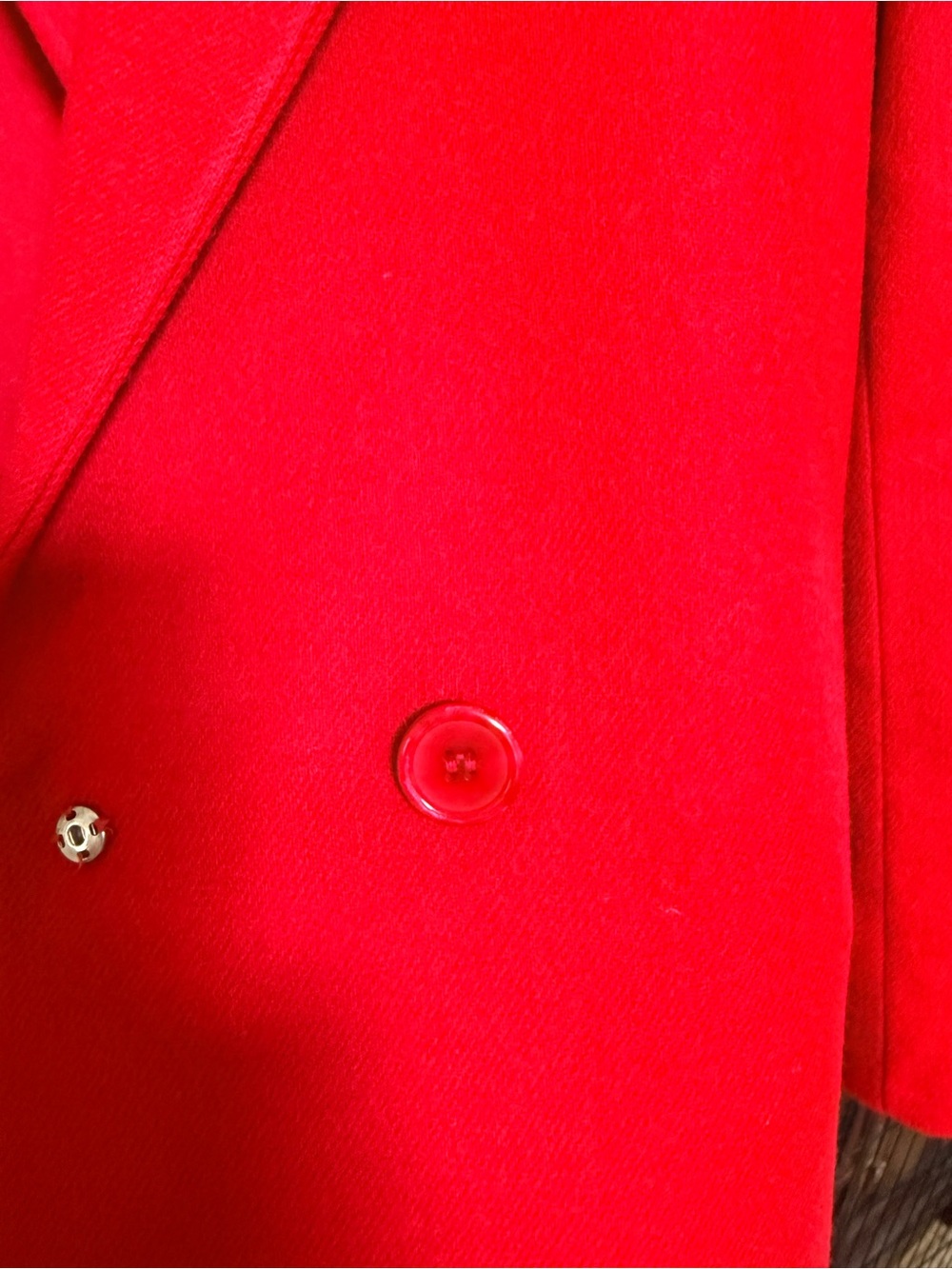 Vintage Bold Red Long Double-Breasted Coat - Picture 4 of 5